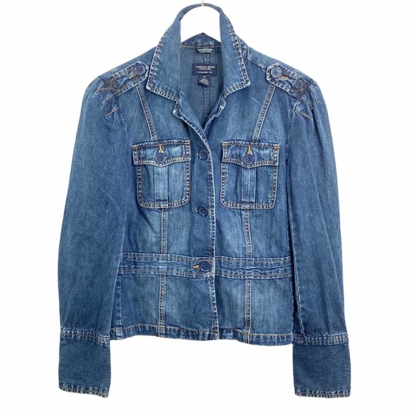 American Eagle Outfitters Jackets & Blazers - American Eagle Denim Jacket Blue Size M Jean Jacket Button Front Dark Wash